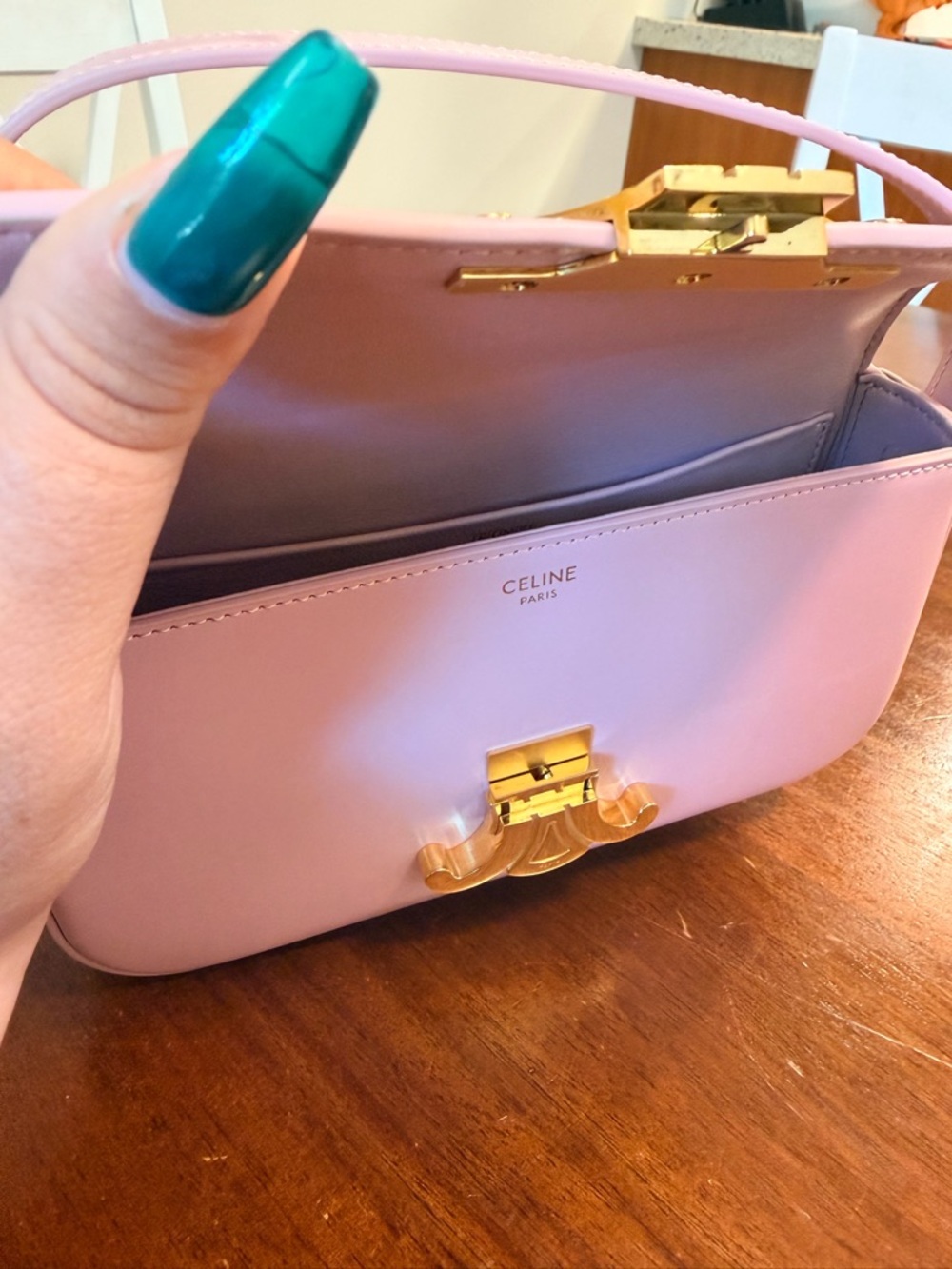 Celine Teen Shiny Calfskin Triomphe Shoulder Bag - Picture 6 of 6